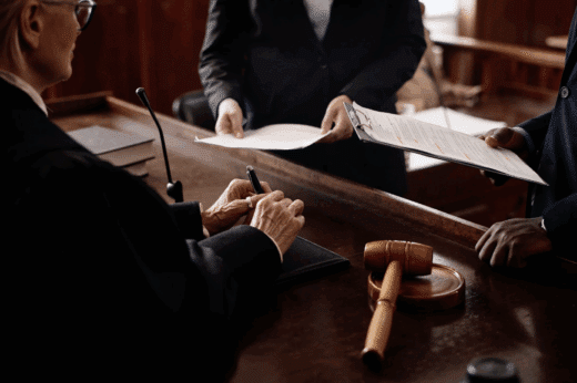Legal team discussing business litigation process in New Jersey